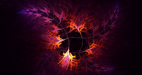 3D rendering abstract red fractal light background