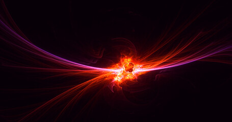 3D rendering abstract red fractal light background