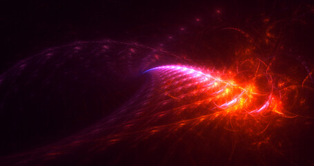 3D rendering abstract red fractal light background