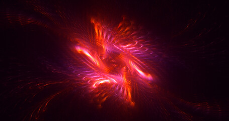 3D rendering abstract red fractal light background