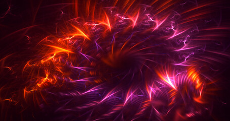 3D rendering abstract red fractal light background