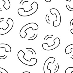 Mobile phone icon in flat style. Telephone talk vector illustration on white isolated background. Hotline contact seamless pattern business concept.