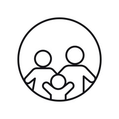 Happy Family Icon line in trendy flat style.  Mom, dad, and child of Parents symbol  inside the round for your web site design, logo, app, UI. Vector illustration. design on white background. EPS 10