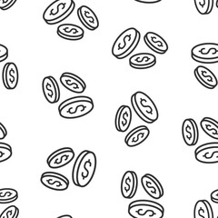 Coins stack icon in flat style. Dollar coin vector illustration on white isolated background. Money stacked seamless pattern business concept.