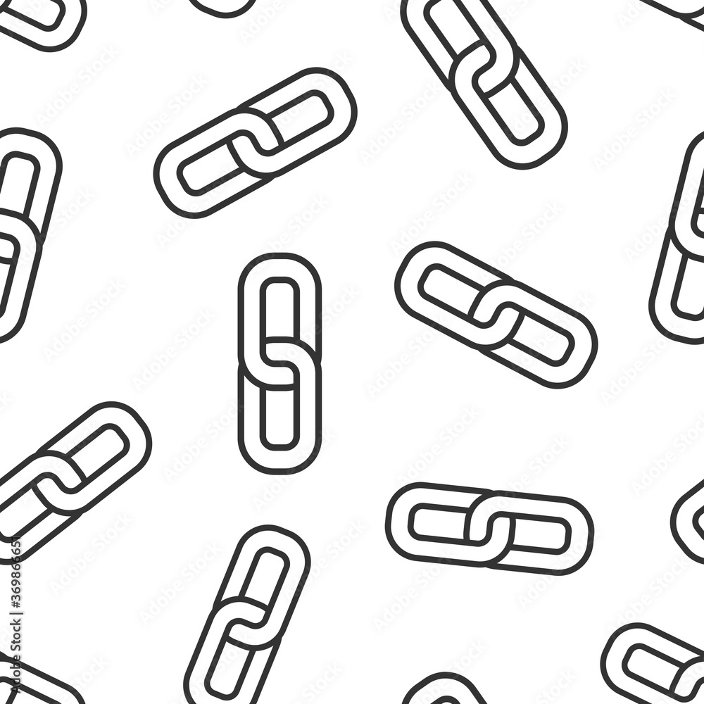 Poster chain icon in flat style. network hyperlink vector illustration on white isolated background. attach