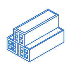 isometric repair construction stack of bricks work tool and equipment linear style icon design