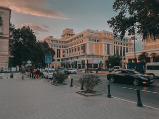 Naklejka premium BAKU, AZERBAIJAN; 06 AUGUST 2020.Sebail district.Bulbul prospect.Nizami Cinema center