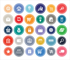 Shopping Infographic Round design Icon Sets For Web, App And Design.