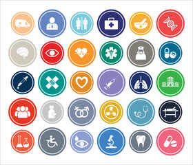 Hospital or Healthcare Infographic Round design Icon Sets For Web, App And Design.