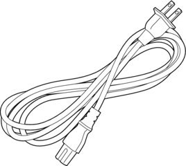 A vector line art illustration of a power cord