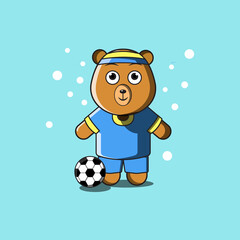 the ball player bear kawaii design