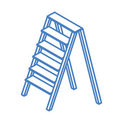 isometric repair construction aluminum stair work tool and equipment linear style icon design