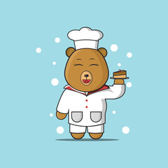 the chef's bear Kawaii vector