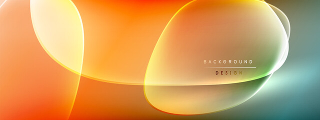 Vector abstract background - liquid bubble shapes on fluid gradient with shadows and light effects. Shiny design template for text