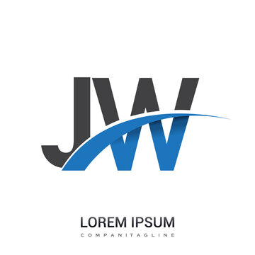 initial letter JW logotype company name colored blue and grey swoosh design. vector logo for business and company identity.