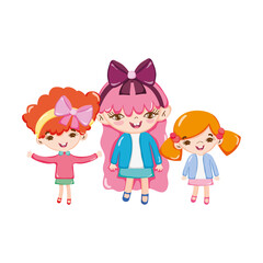 happy cute little girls cartoon isolated design