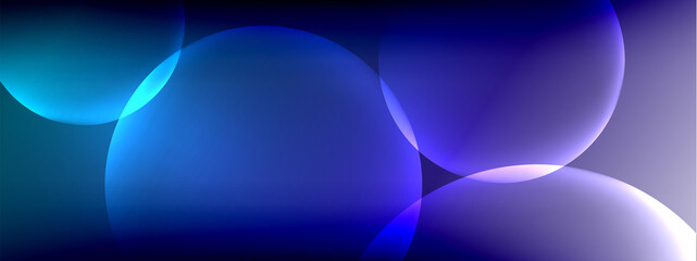 Vector abstract background liquid bubble circles on fluid gradient with shadows and light effects. Shiny design templates for text