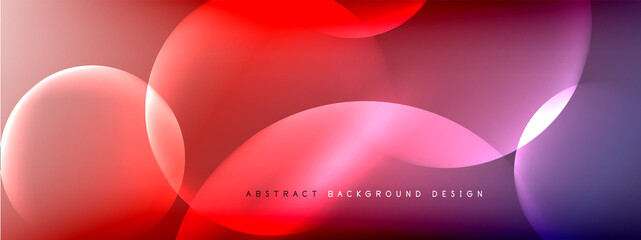 Vector abstract background liquid bubble circles on fluid gradient with shadows and light effects. Shiny design templates for text