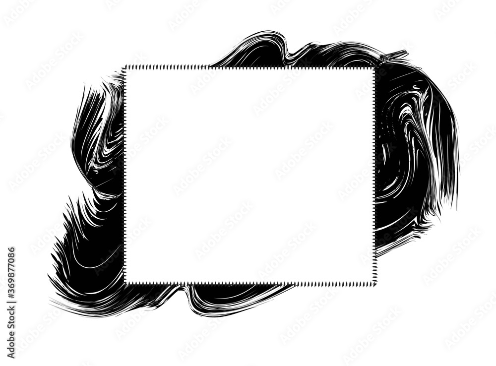 Poster text frame vector for abstract grunge paint blob strokes black and white background, modern banner d
