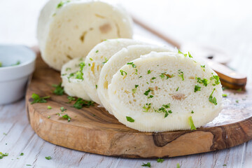 White Bread Dumplings with parsley - traditional Czech cuisine