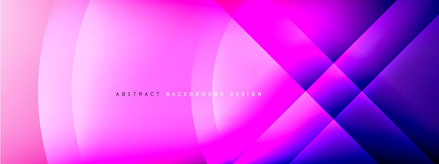 Vector abstract background - circle and cross on fluid gradient with shadows and light effects. Techno or business shiny design templates for text