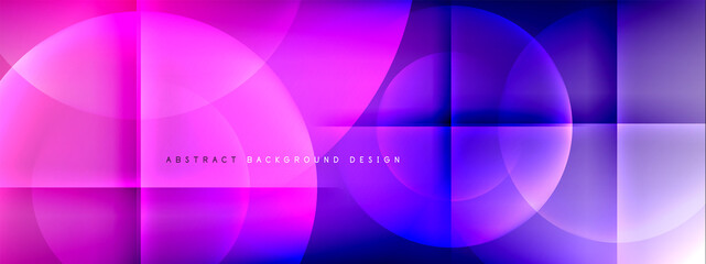 Vector abstract background - circle and cross on fluid gradient with shadows and light effects. Techno or business shiny design templates for text
