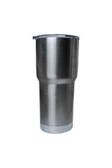 Stainless steel tumbler isolated on white background with clipping path.