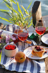  picnic on a wooden pier