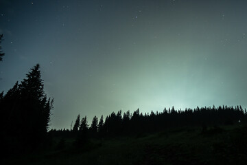 Moon and starry night in the Carpathians