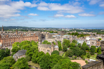 The skyline of City Edinburgh, the capital in Scotland.