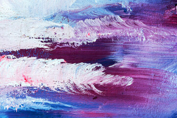 Abstract creative background of chaotic strokes of old cracked paint on concrete wall. Old surface with traces of paint, weathered, scratches and cracks for design