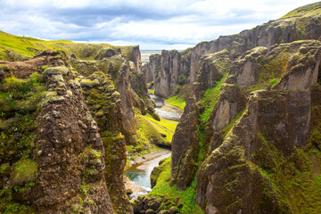 Scenic fjadrargljufur canyon in Iceland
