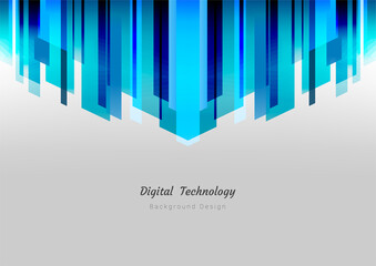 blue digital technology rectangle geometric abstract background, white space, corporate business template for website banner poster, flat
