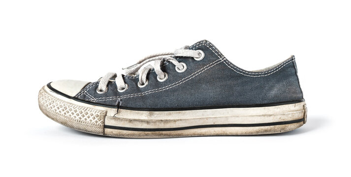 old converse all stars sneakers isolated on white background
