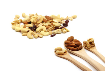 wooden spoon with nuts