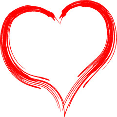 Red heart - outline drawing for an emblem or logo. Template for greeting card for Valentine's Day.