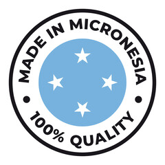 Vector circle symbol. Text Made in Micronesia with flag. Stamp. Isolated on white background.