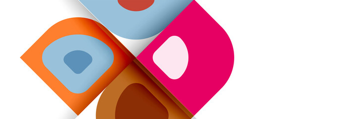 Set of vector modern geometric abstract backgrounds with repeating abstract round shapes patterns and shadow effects