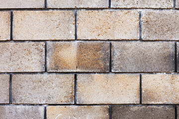 Abstract background old white brick wall with cracks and scratches. Landscape style. Great background or texture.