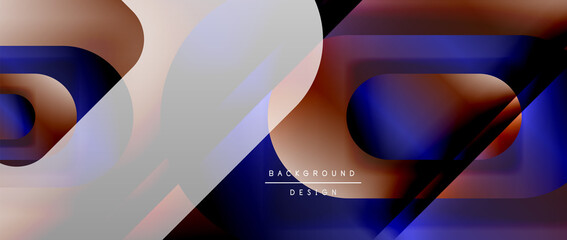 Vector geometric abstract background with lines and modern forms. Fluid gradient with abstract round shapes and shadow and light effects