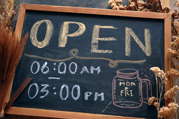 The handwriting Information on the chalkboard