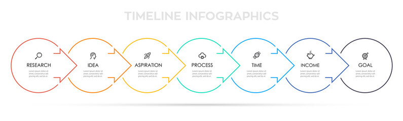 Business Infographic template. Thin line design with icons and 7 options or steps.