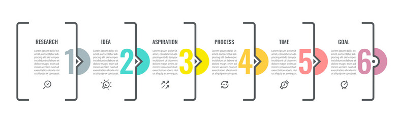 Vector Infographic design with 6 options or steps. Infographics for business concept. Can be used for presentations banner, workflow layout, process diagram, flow chart, info graph