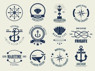 Nautical vintage labels and icons.