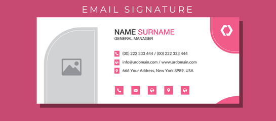 Business email signature with an author photo place modern and minimal background