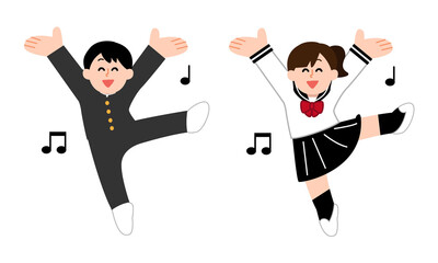踊る学ランセーラー服学生
