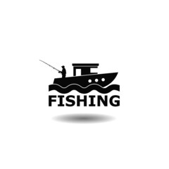 Fishing boat icon with shadow