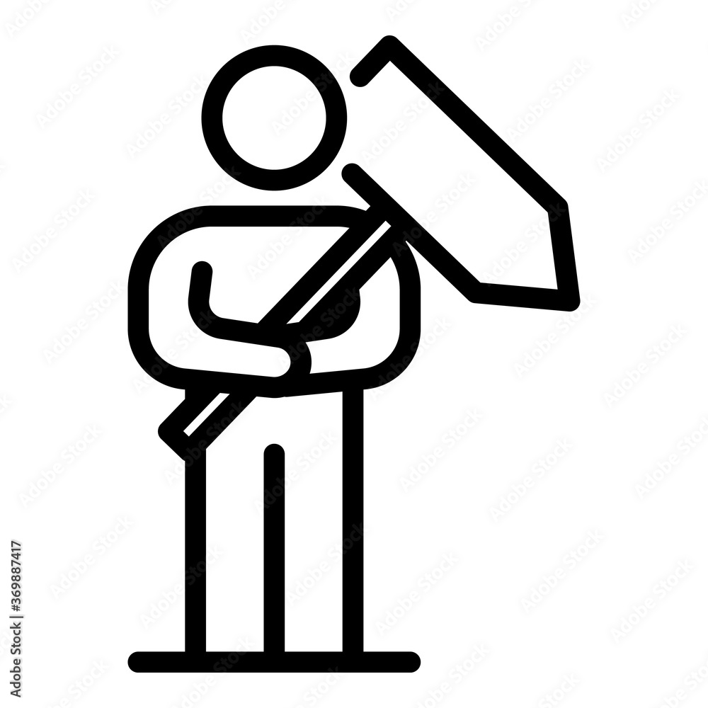 Poster hitchhiking man with board icon. outline hitchhiking man with board vector icon for web design isola