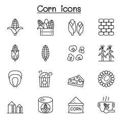 Corn icon set in thin line style