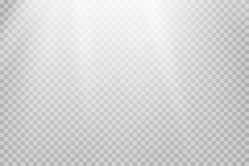 Shining sun glare rays, lens flare vector illustration. Sunlight glowing png effect. White beam sunrays sky background